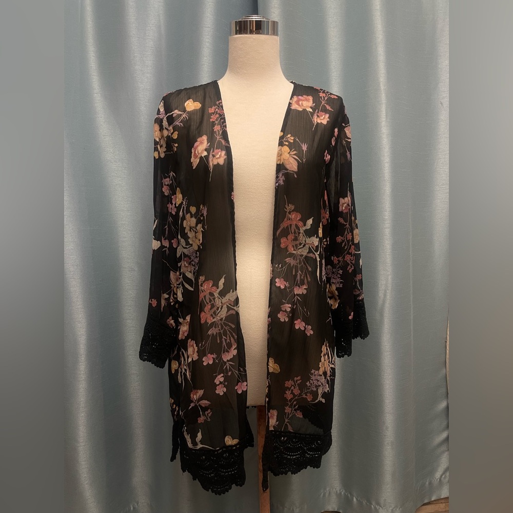 Rewind Black Floral Sheer Robe